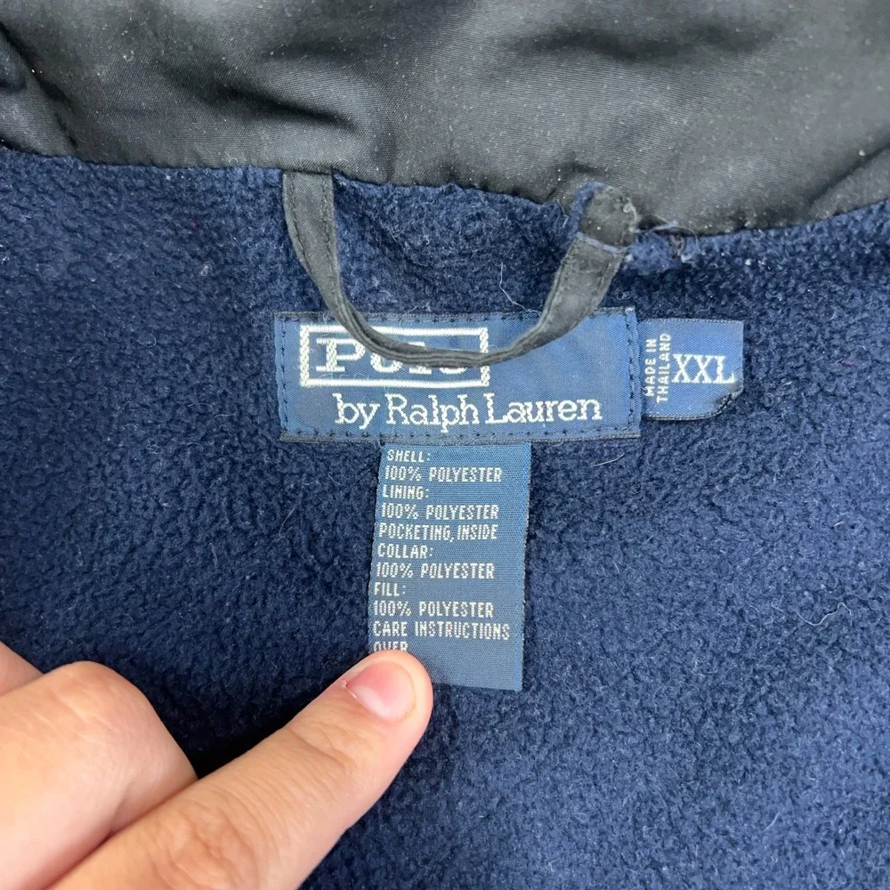 Vintage Polo Ralph‎ Lauren Mens 2XL Fleece Lined Windbreaker Packable Hood *READ